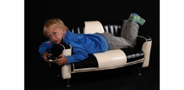 Mini Cadillac sofa sort/new ivory 2 børn